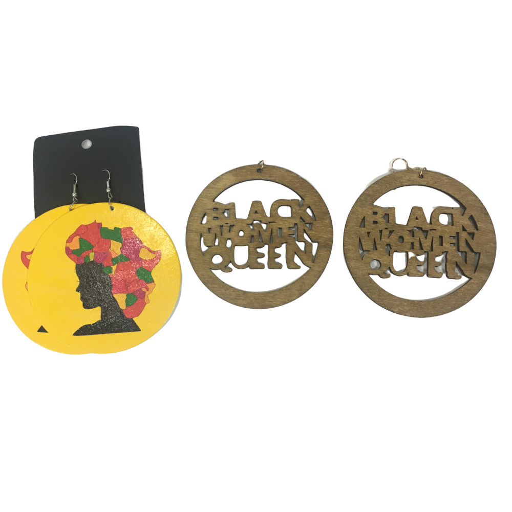 Black Woman Queen Fashion Earrings 2 Pairs New - Picture 1 of 7
